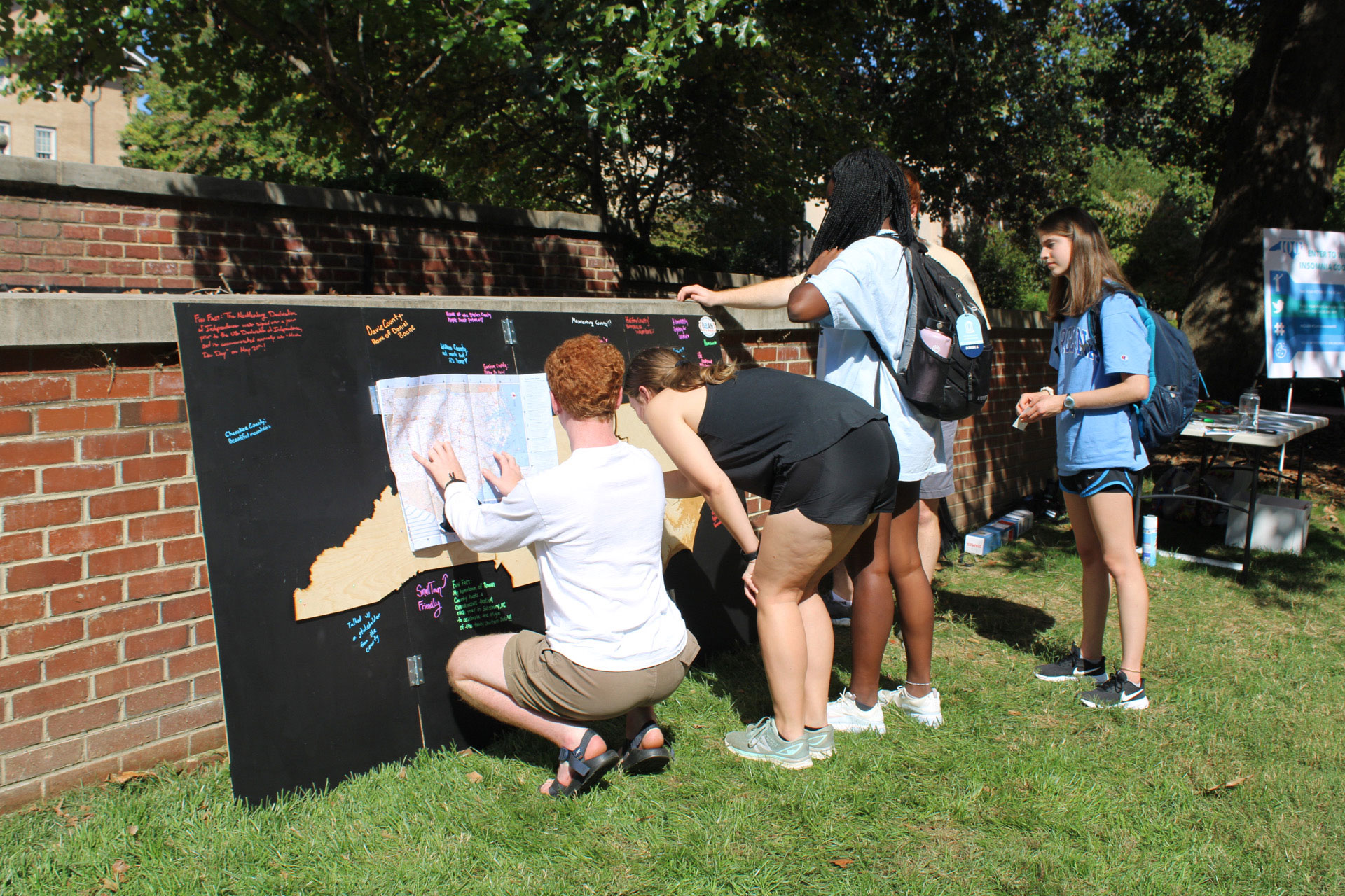 Students signing the map of NC